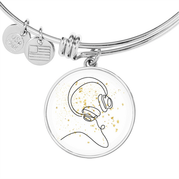 Head Phones Gold Stars | Circle Bangle | Gift for Music Lover - Givtz Back