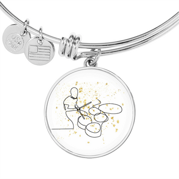 Drums Gold Stars | Circle Bangle | Gift for Drummer - Givtz Back