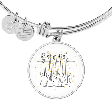 Guitars Gold Stars | Circle Bangle | Gift for Guitarist - Givtz Back