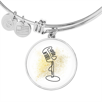 Microphone Vintage Gold Splatter | Circle Bangle | Gift for Singer - Givtz Back