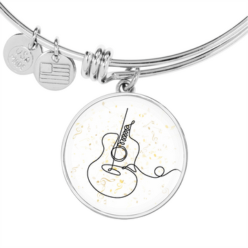 Acoustic Music Notes | Circle Bangle | Gift for Acoustic Guitarist - Givtz Back