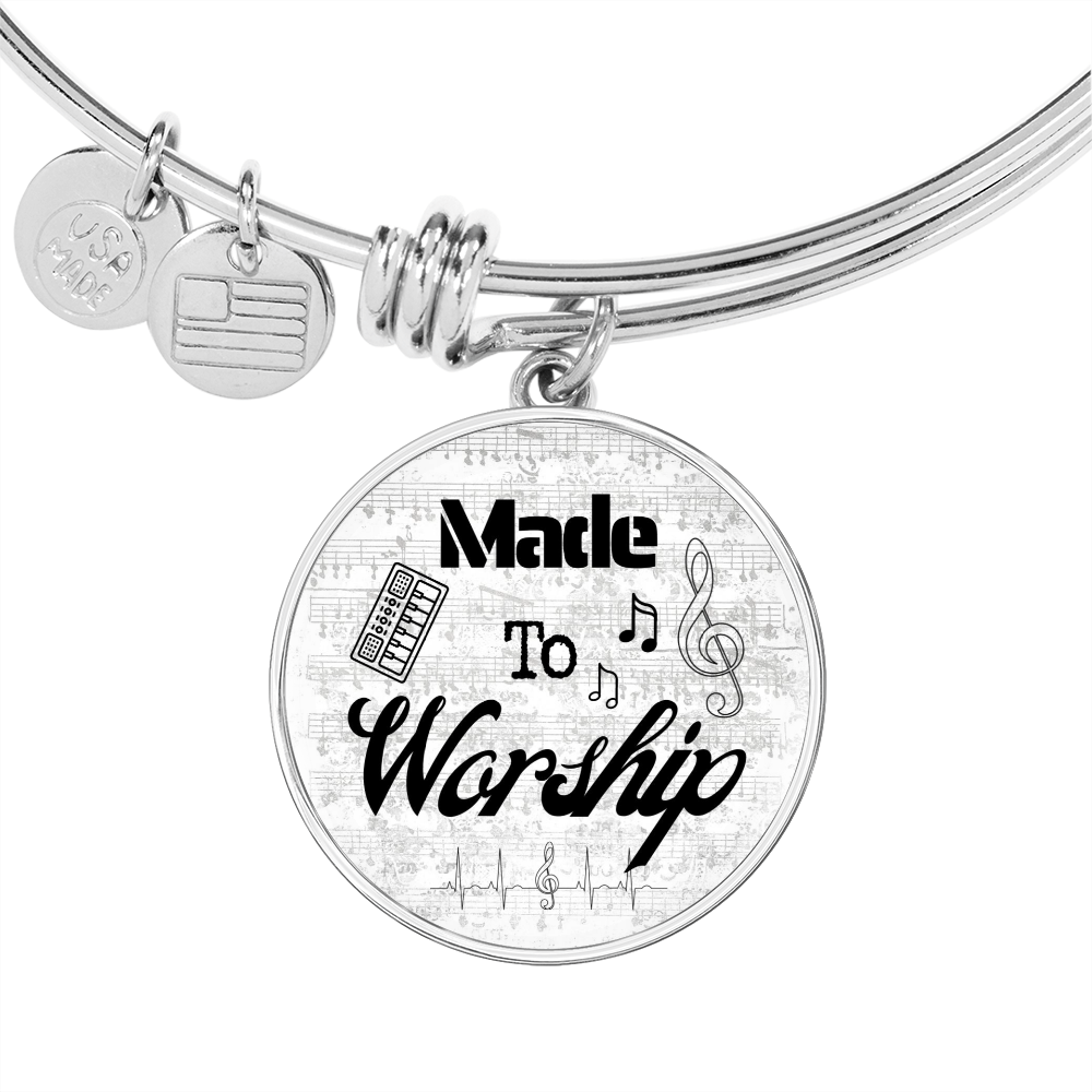 Made to Worship Silver Sheet Music | Bangle Circle Pendant | Piano Keys | Gift for Pianist