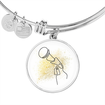 Microphone Gold Splatter | Circle Bangle | Gift for Singer - Givtz Back