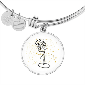 Microphone Vintage Gold Stars | Circle Bangle | Gift for Singer - Givtz Back