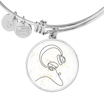 Head Phones Music Notes | Circle Bangle | Gift for Music Lover