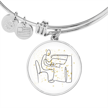 Piano Gold Stars | Circle Bangle | Gift for Pianist - Givtz Back