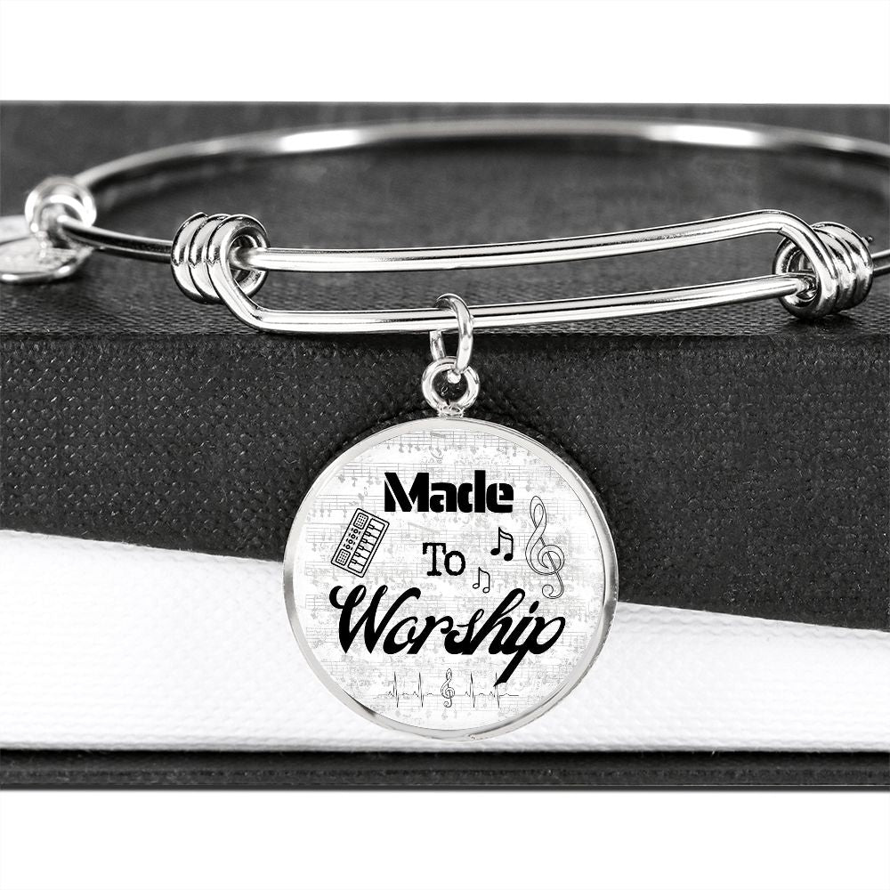 Made to Worship Silver Sheet Music | Bangle Circle Pendant | Piano Keys | Gift for Pianist