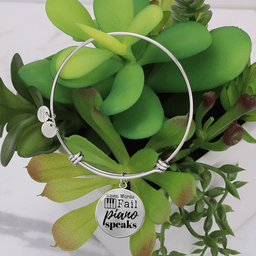 When Words Fail Piano Speaks | Bangle Circle Pendant - Givtz Back