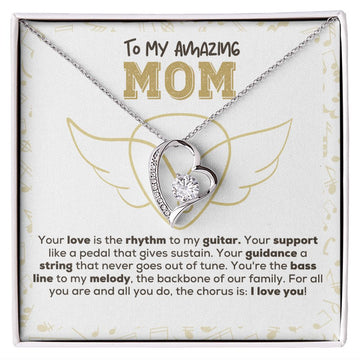 Necklace with Personalized Message Card Your Love is the Rhythm | Guitarist Gift for Mom