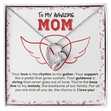 Necklace with Personalized Message Card Your Love is the Rhythm | Guitarist Gift for Mom