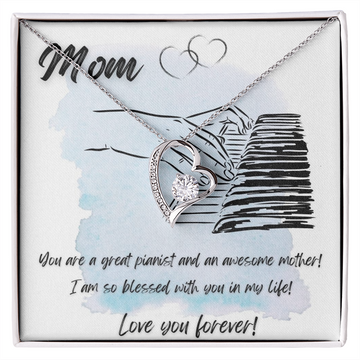 Love You Forever | Pianist Hands Mom | Blue | Necklace - Givtz Back