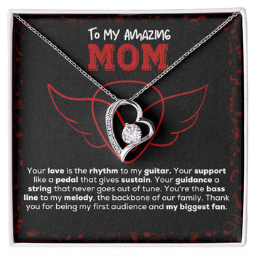 Necklace with Personalized Message Card Your Love is the Rhythm | Guitarist Gift for Mom