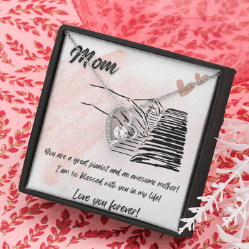 Love You Forever | Pianist Hands Mom | Pink | Necklace - Givtz Back