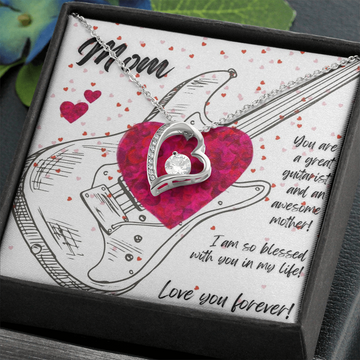 Love You Forever | Electric Guitarist Mom | Hearts | Necklace - Givtz Back