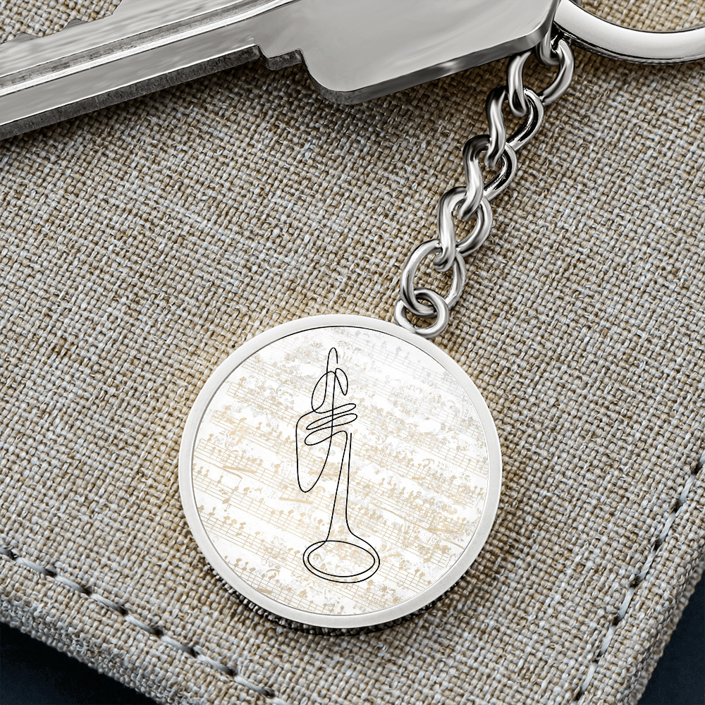Trumpet Sheet Music | Circle Pendant Keychain | Gift for Trumpetist