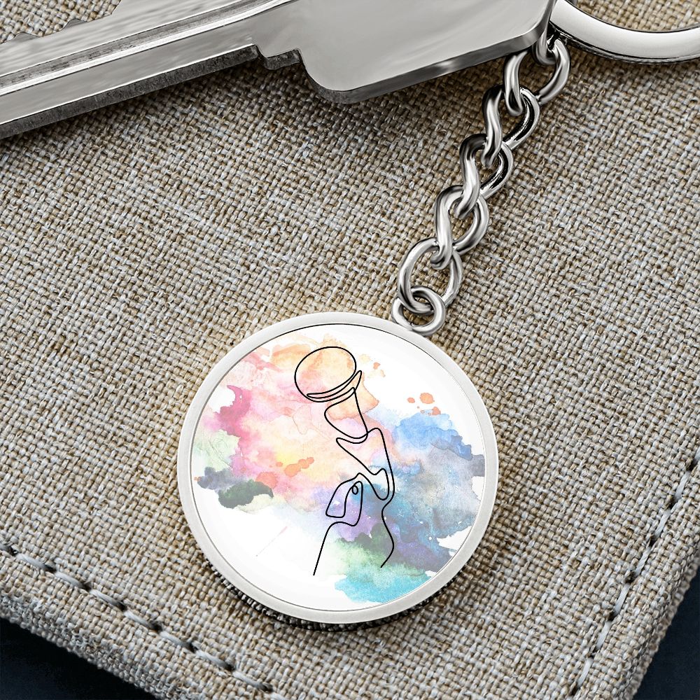 Microphone Colorful | Circle Pendant Keychain | Gift for Singer