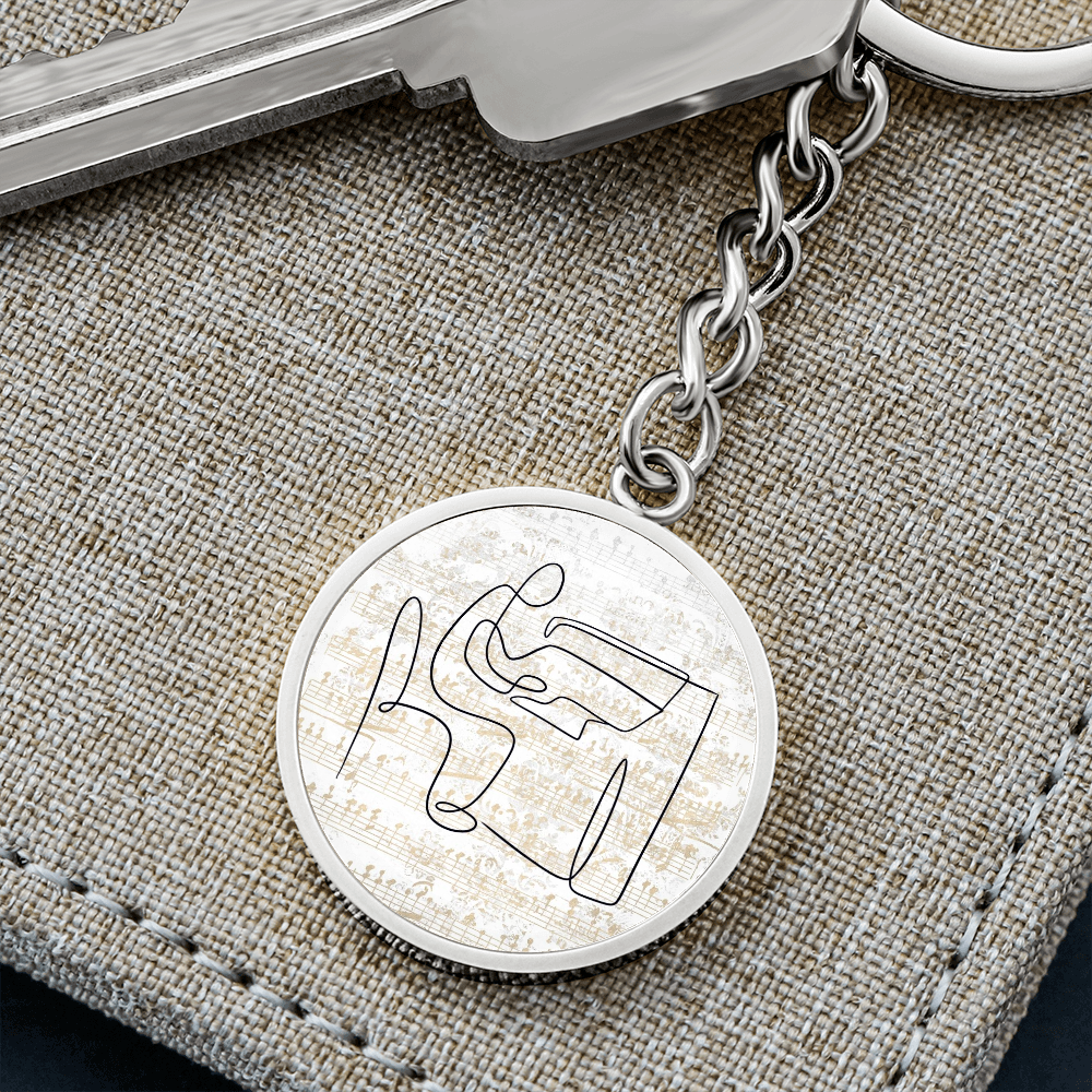 Piano Sheet Music | Circle Pendant Keychain | Gift for Pianist