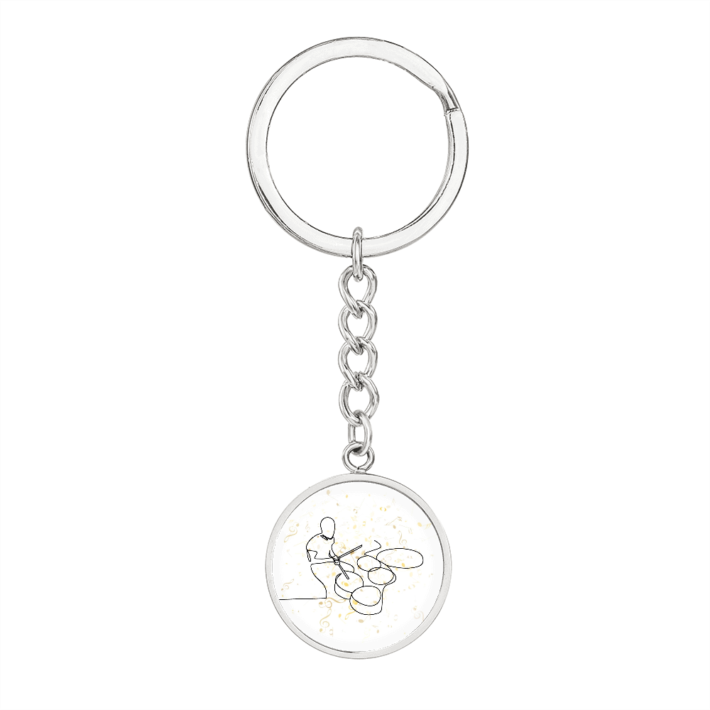 Drums Music Notes | Circle Pendant Keychain | Gift for Drummer