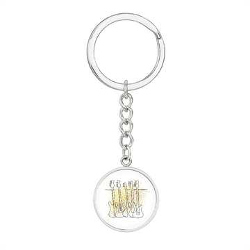 Bass Guitar Gold Splatter | Circle Pendant Keychain | Gift for Bassist - Givtz Back