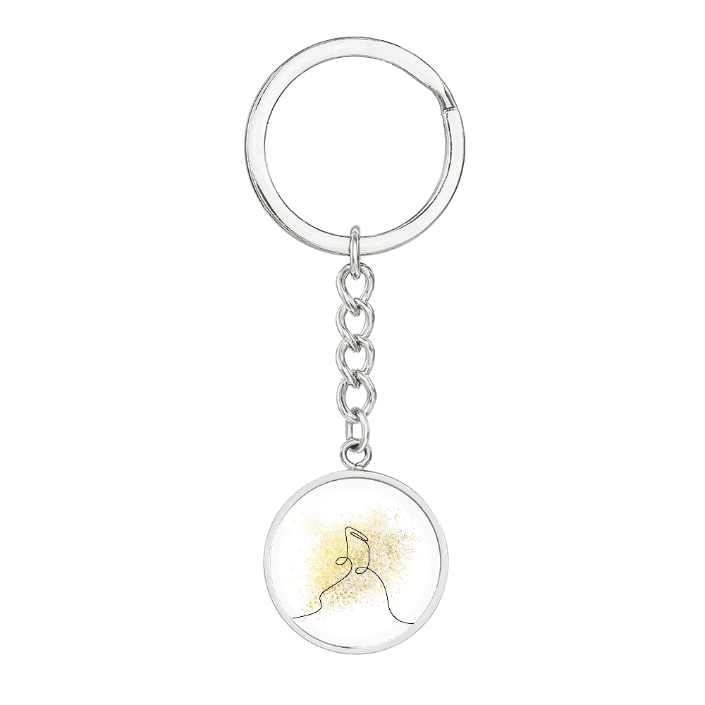 Music Notes Gold Splatter | Circle Pendant Keychain | Gift for Musician