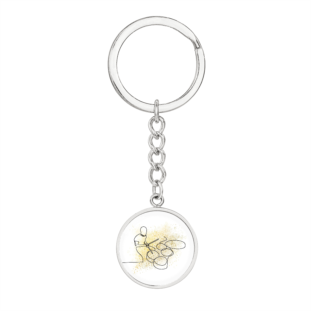 Drums Gold Splatter | Circle Pendant Keychain | Gift for Drummer