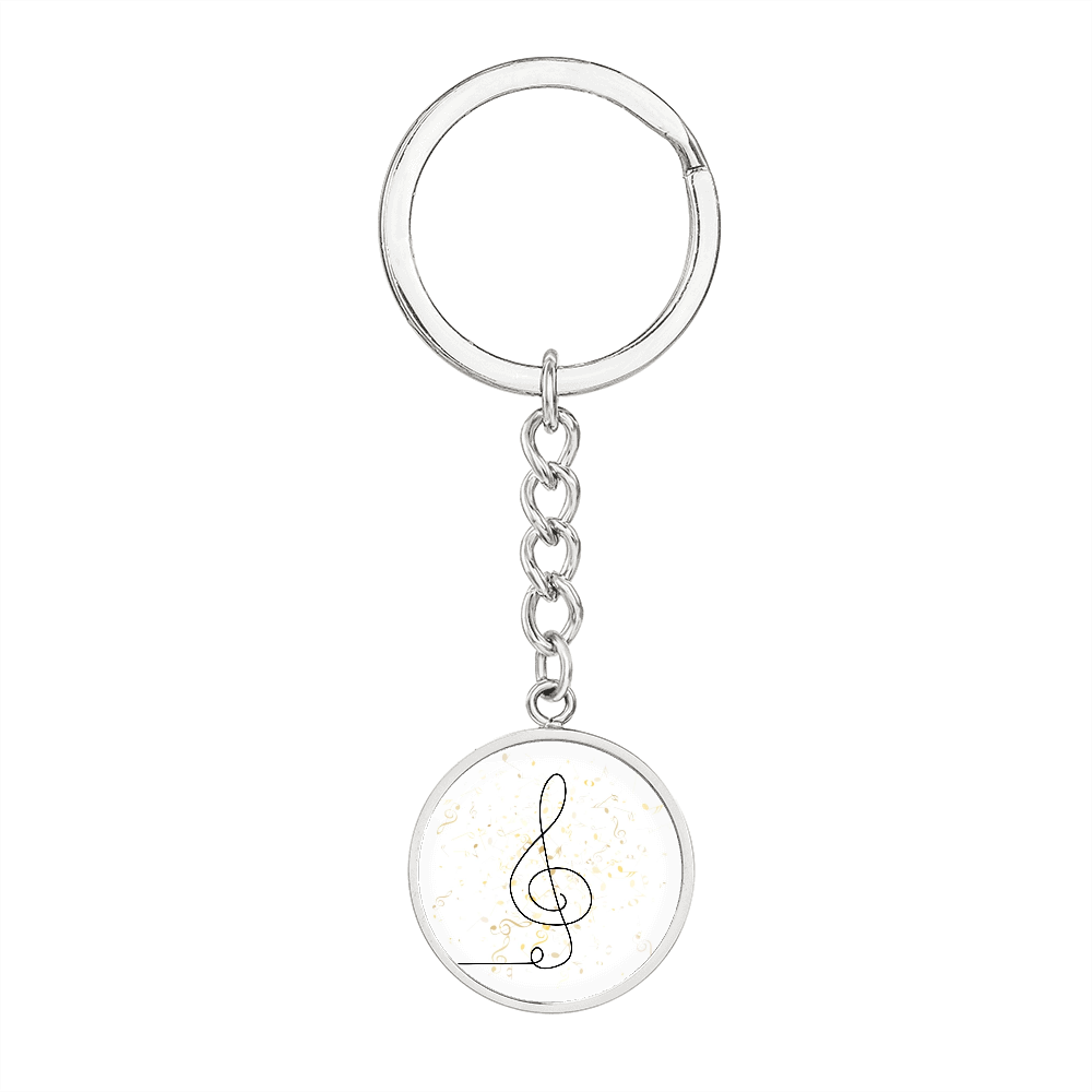 Music Clef Music Notes | Circle Pendant Keychain | Gift for Musician