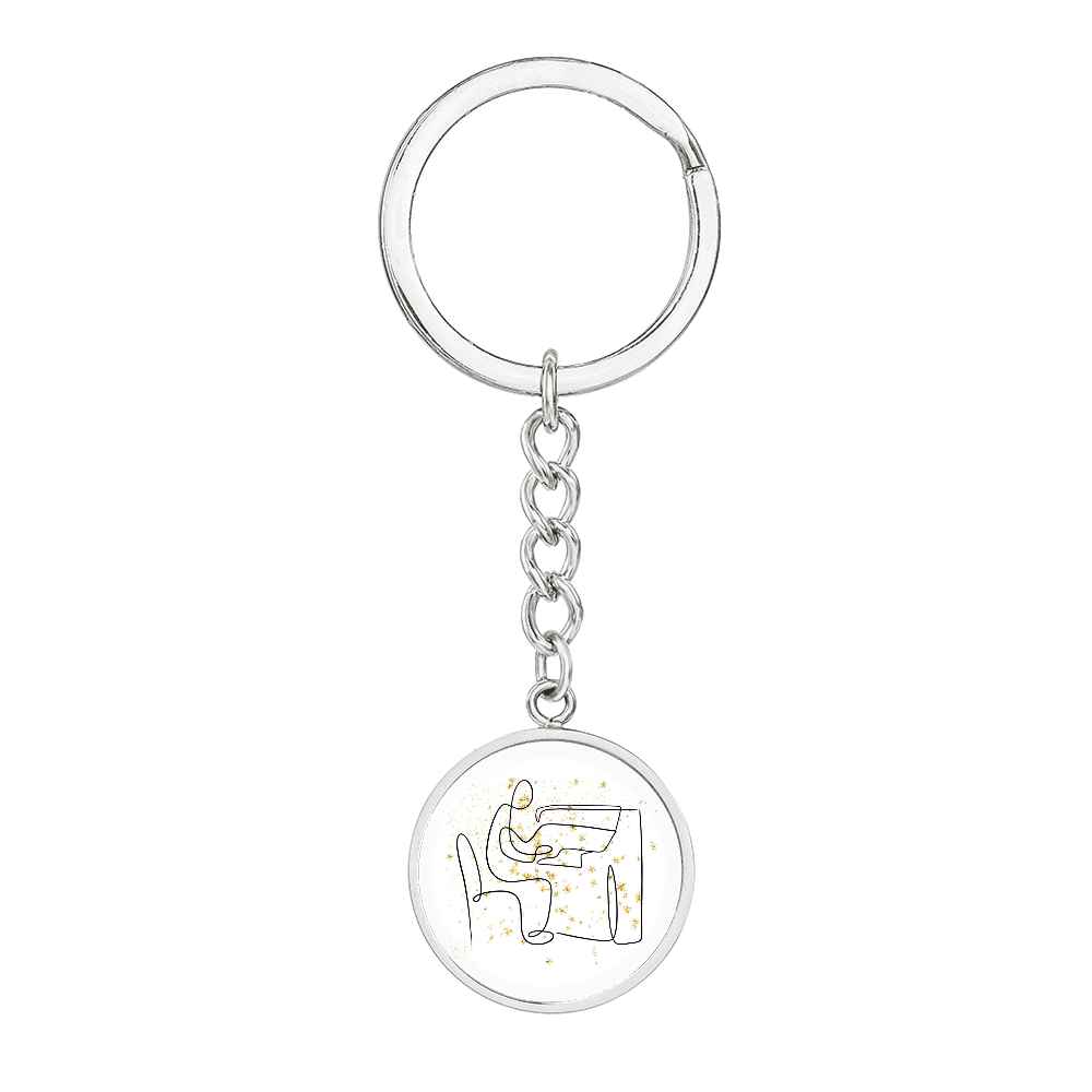 Piano Gold Stars | Circle Pendant Keychain | Gift for Pianist