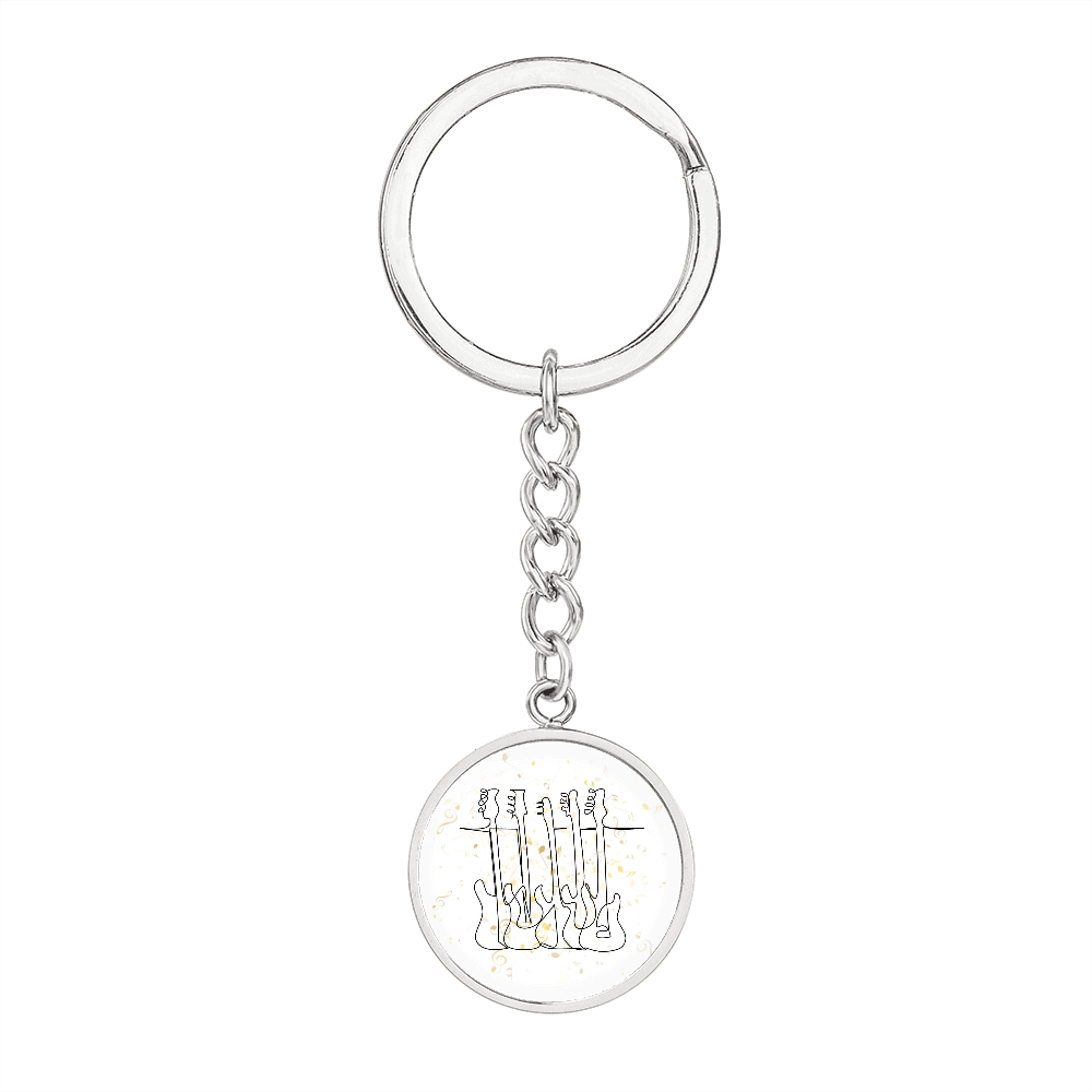 Bass Guitar Music Notes | Circle Pendant Keychain | Gift for Bassist - Givtz Back