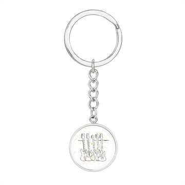 Bass Guitar Music Notes | Circle Pendant Keychain | Gift for Bassist - Givtz Back