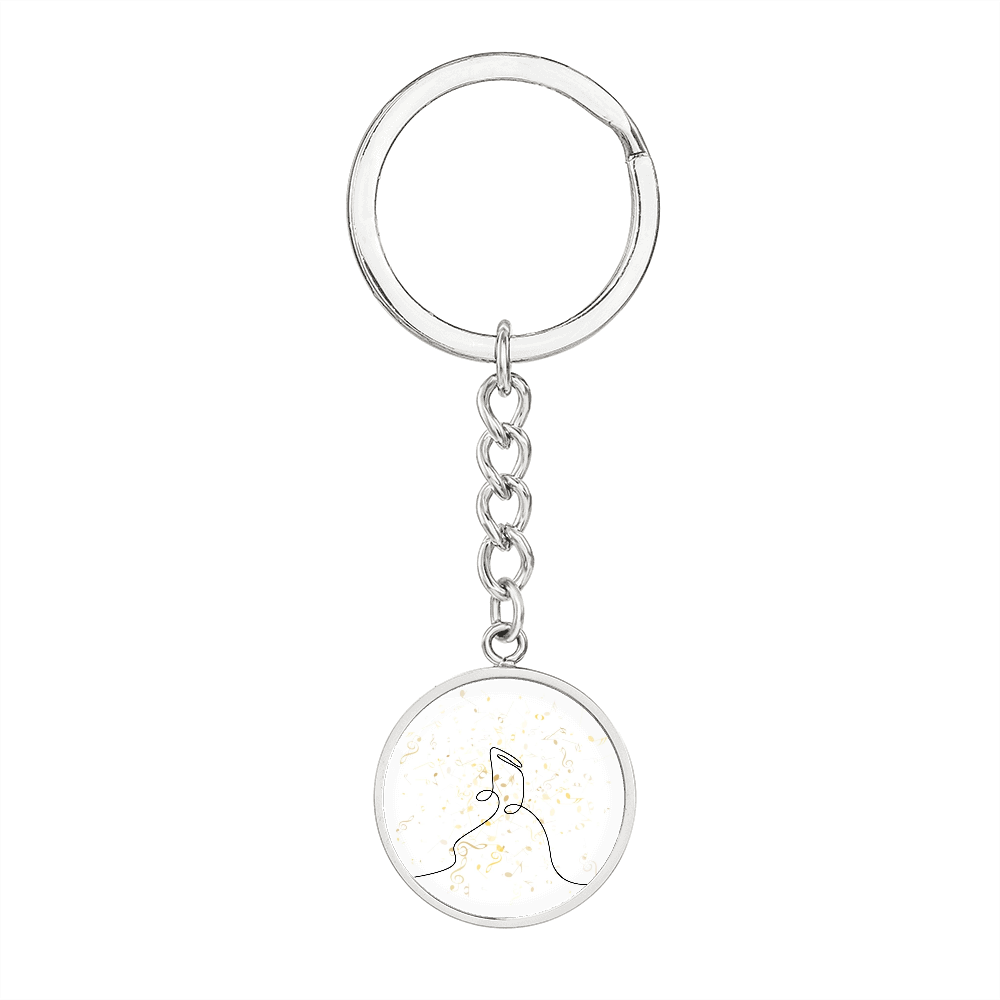 Music Notes | Circle Pendant Keychain | Gift for Musician