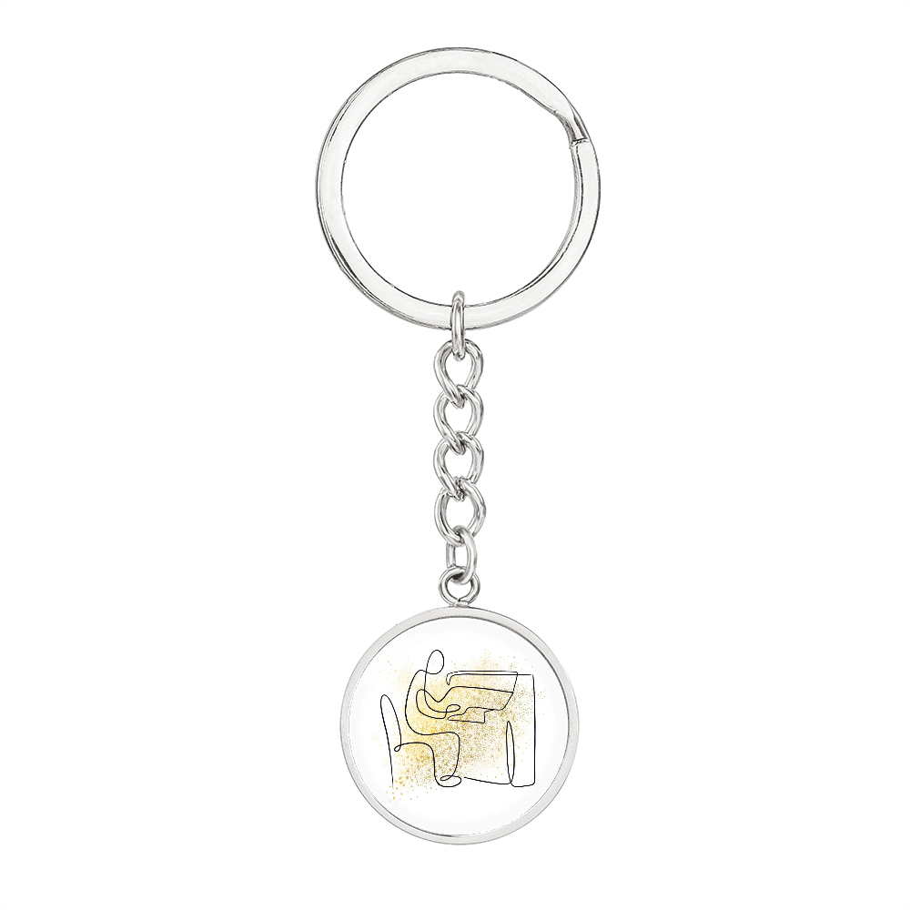 Piano Gold Splatter | Circle Pendant Keychain | Gift for Pianist