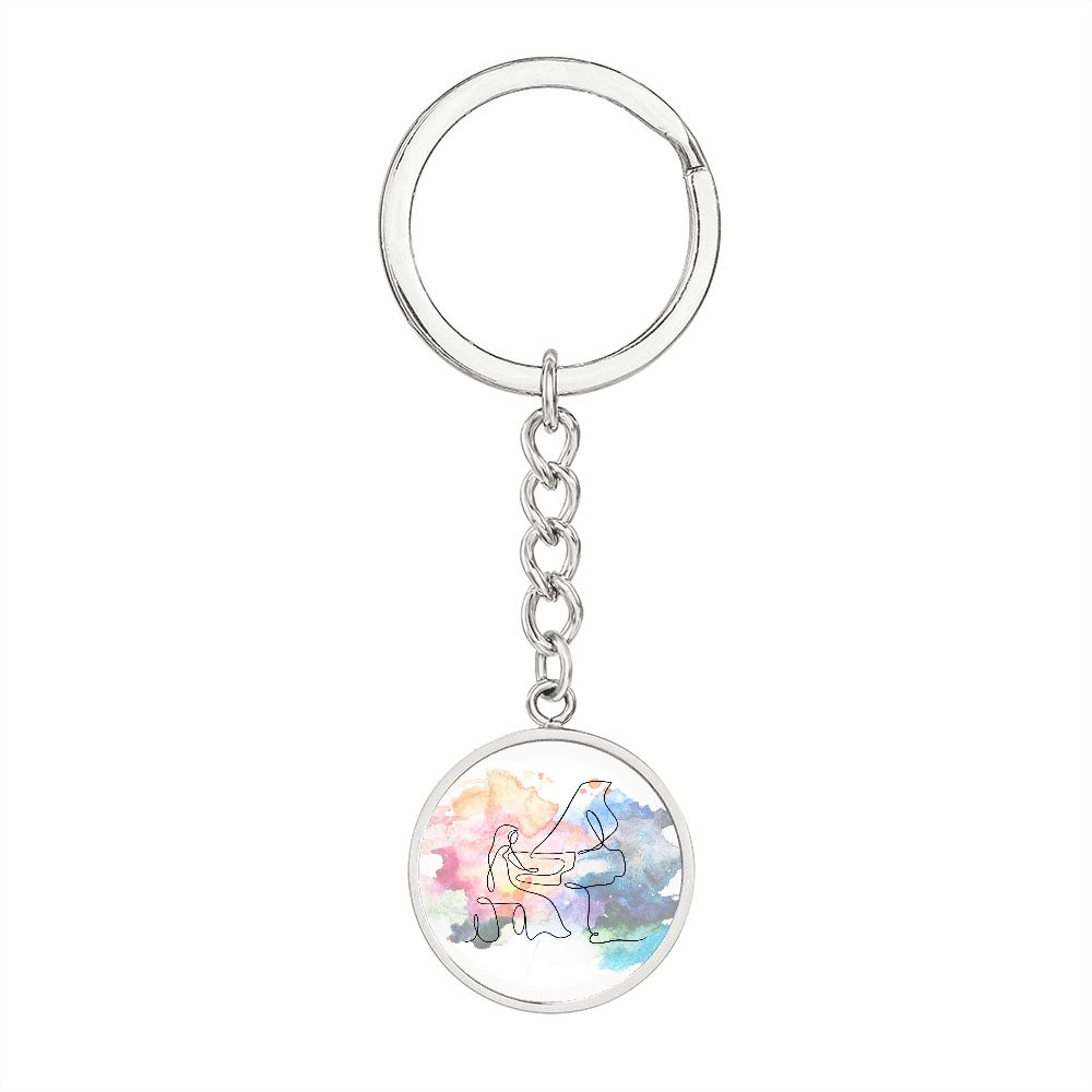 Grand Piano Colorful | Circle Pendant Keychain | Gift for Pianist
