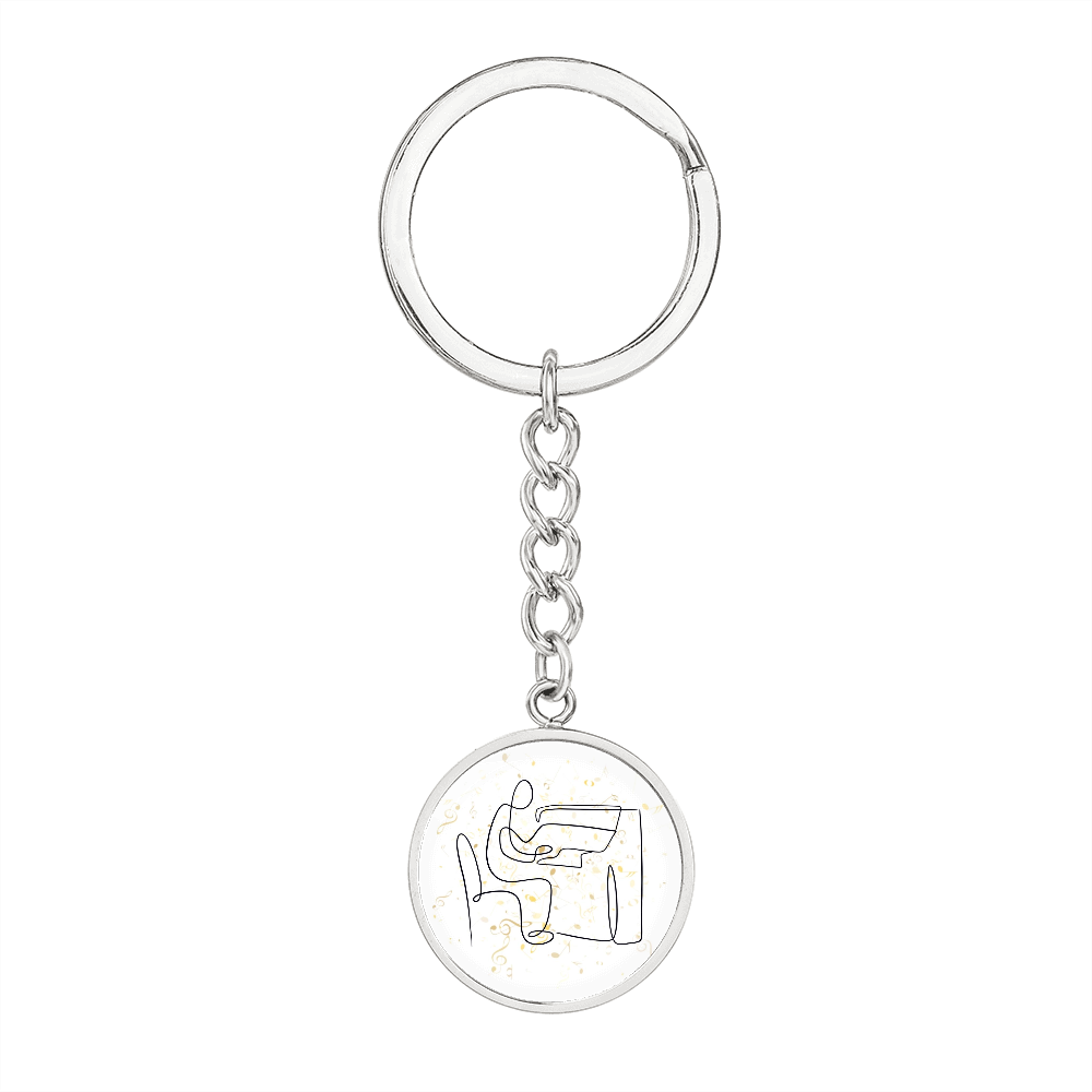 Piano Music Notes | Circle Pendant Keychain | Gift for Pianist