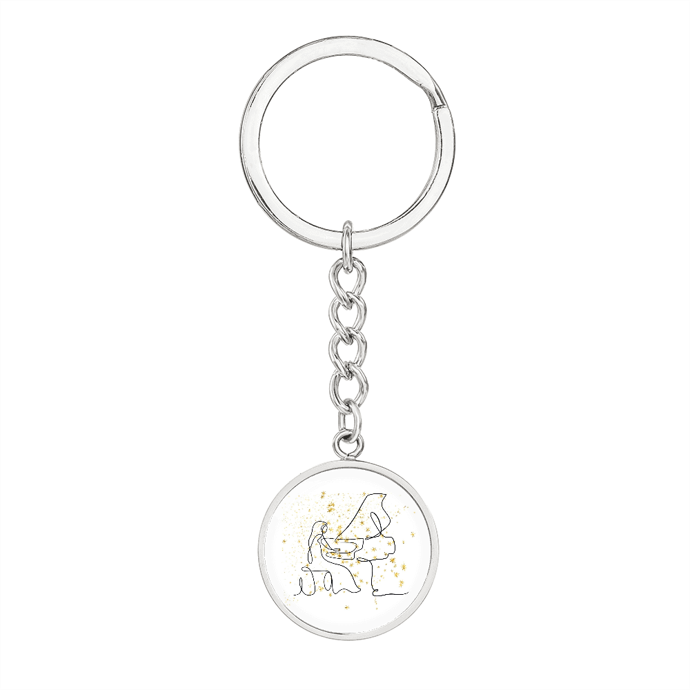 Grand Piano Gold Stars | Circle Pendant Keychain | Gift for Pianist