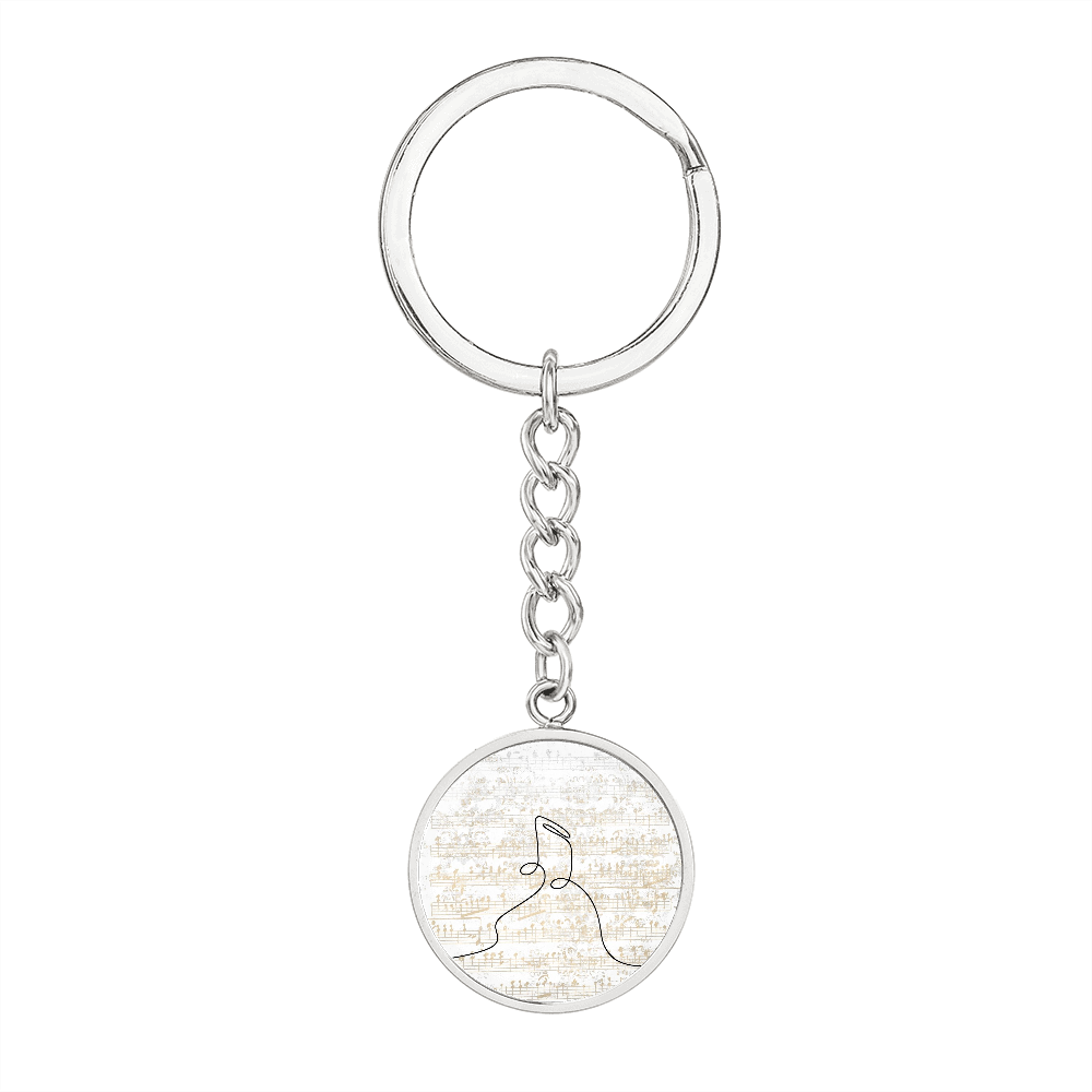 Music Notes Sheet Music | Circle Pendant Keychain | Gift for Musician