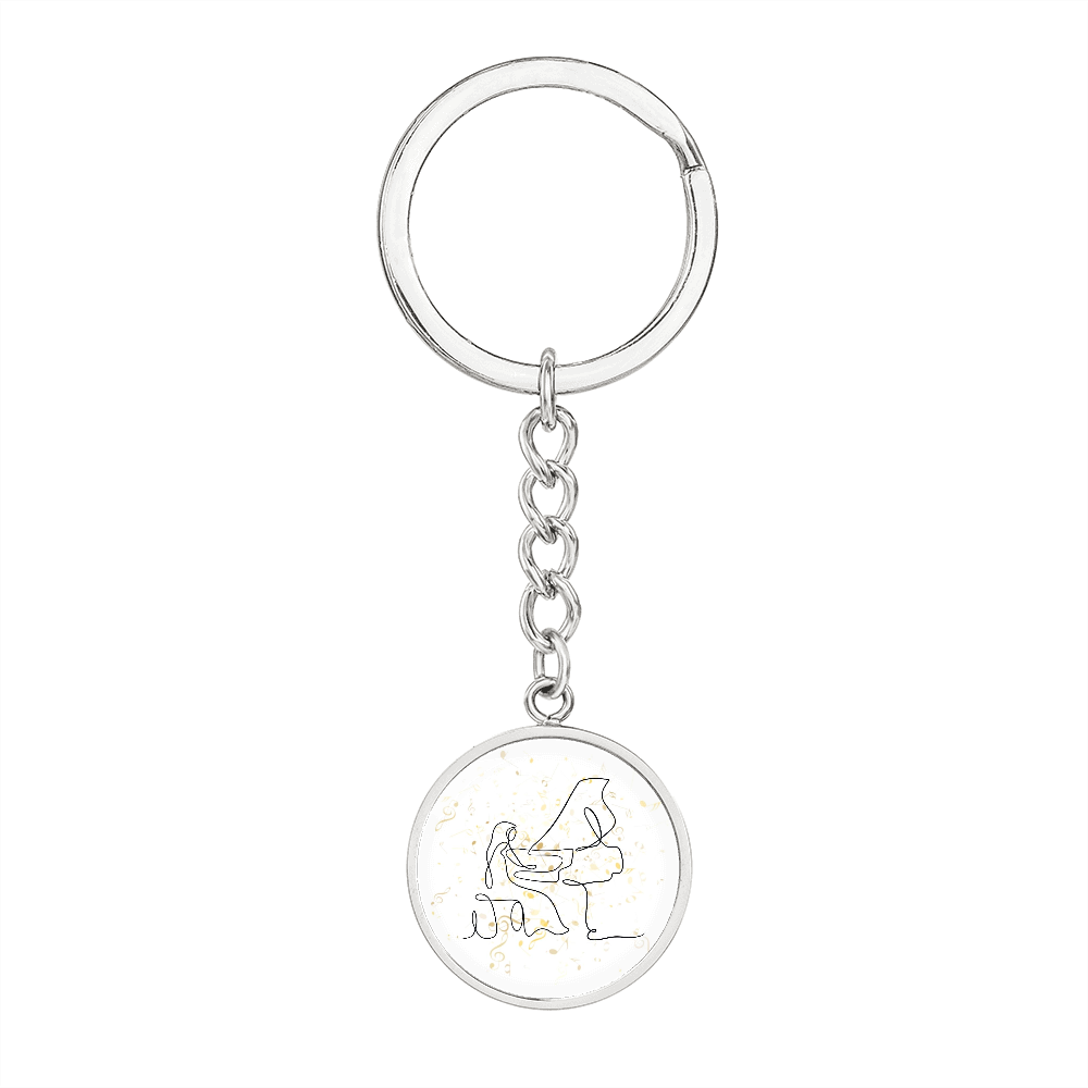 Grand Piano Music Notes | Circle Pendant Keychain | Gift for Pianist
