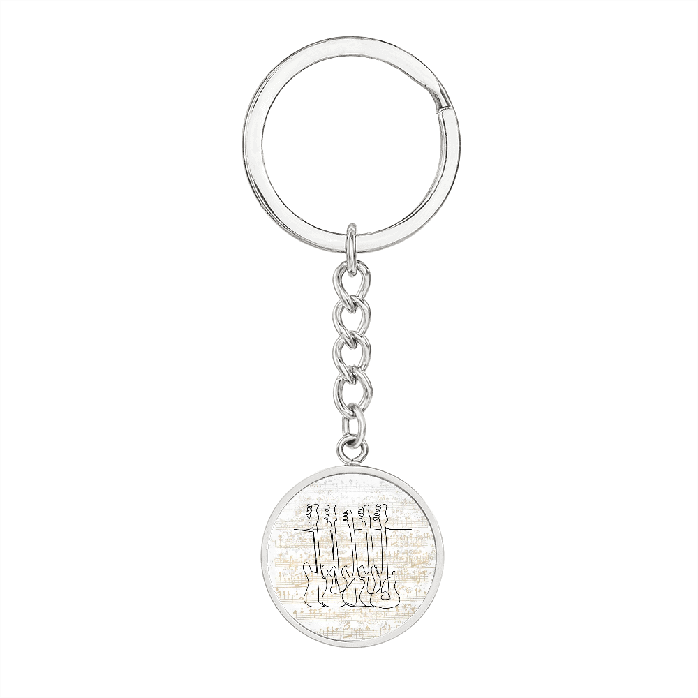 Bass Guitar Sheet Music | Circle Pendant Keychain | Gift for Bassist