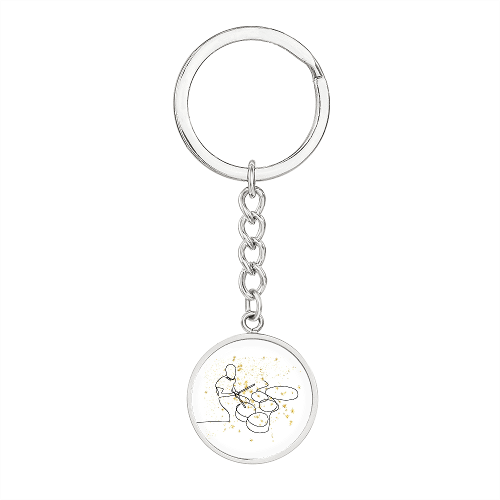 Drums Gold Splatter | Circle Pendant Keychain | Gift for Drummer