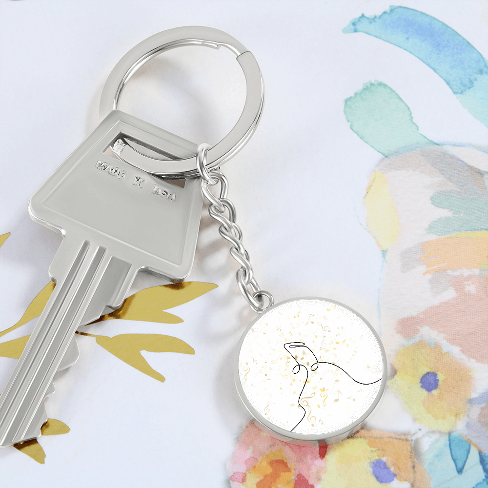 Music Notes | Circle Pendant Keychain | Gift for Musician