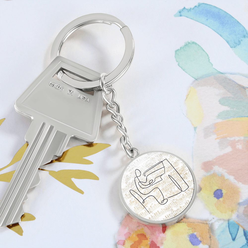 Piano Sheet Music | Circle Pendant Keychain | Gift for Pianist