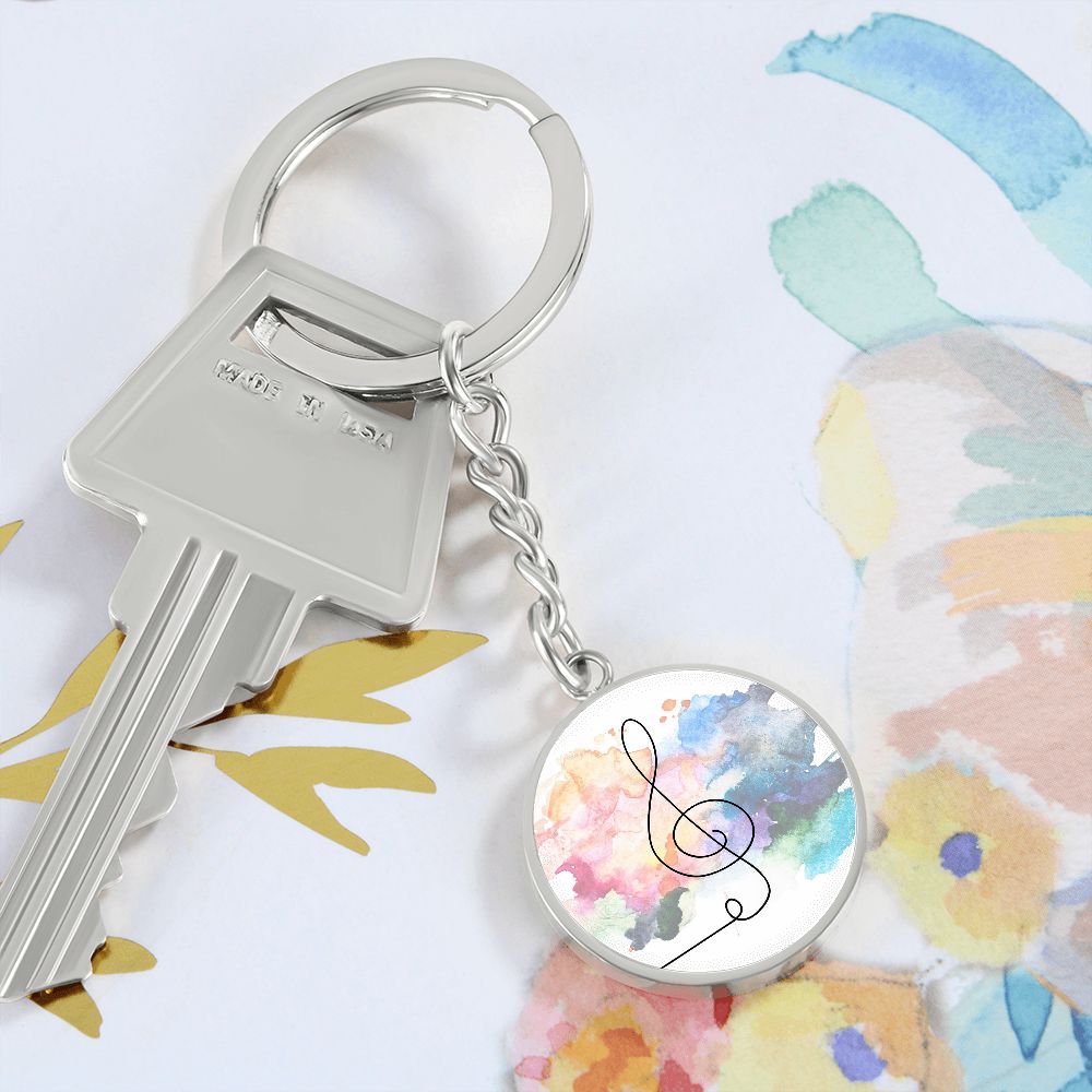 Music Clef Colorful | Circle Pendant Keychain | Gift for Musician