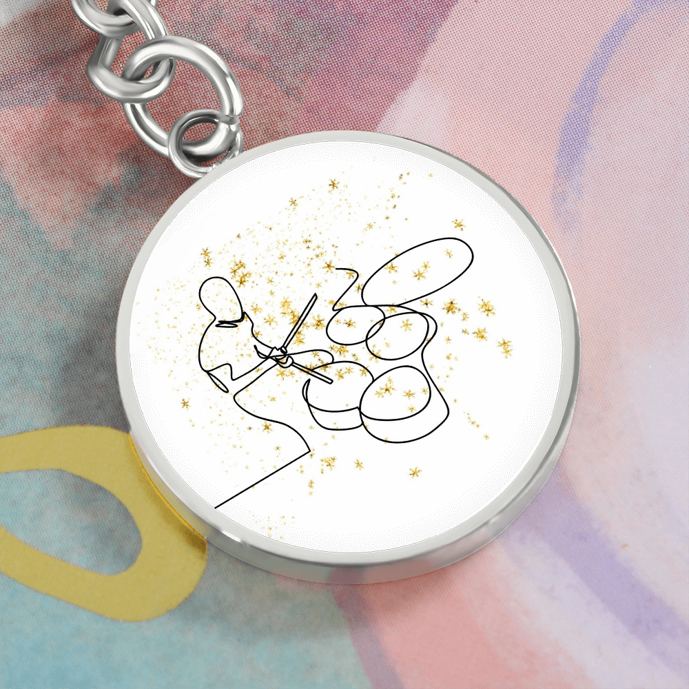 Drums Gold Splatter | Circle Pendant Keychain | Gift for Drummer