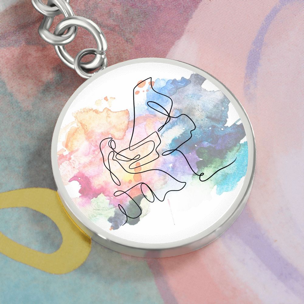 Grand Piano Colorful | Circle Pendant Keychain | Gift for Pianist