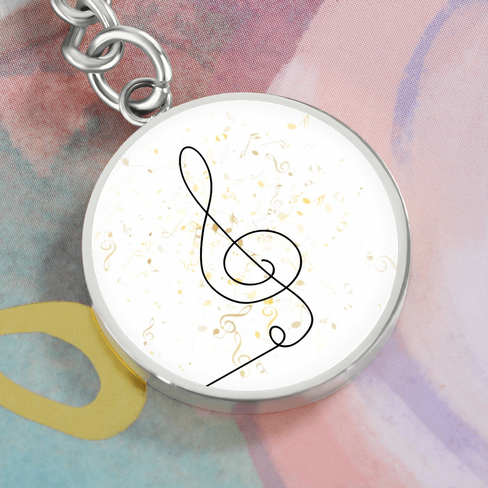Music Clef Music Notes | Circle Pendant Keychain | Gift for Musician