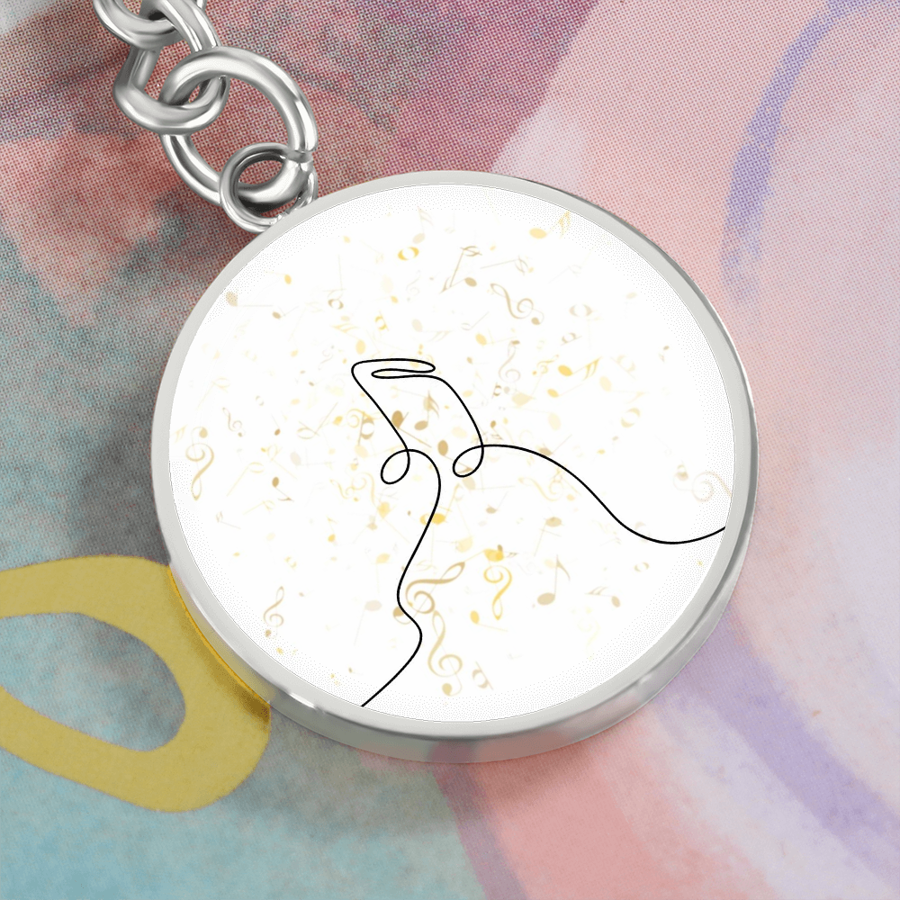Music Notes | Circle Pendant Keychain | Gift for Musician