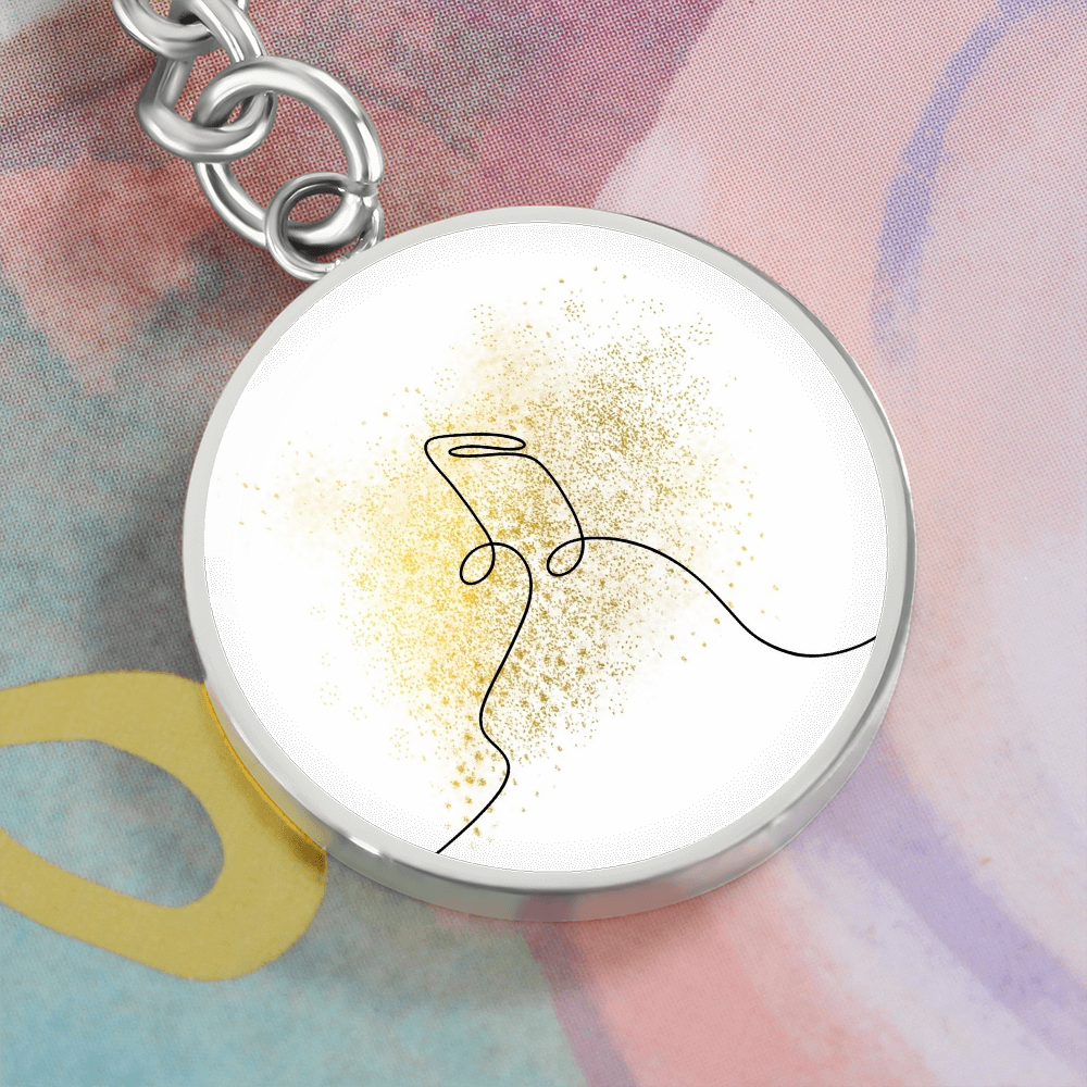 Music Notes Gold Splatter | Circle Pendant Keychain | Gift for Musician