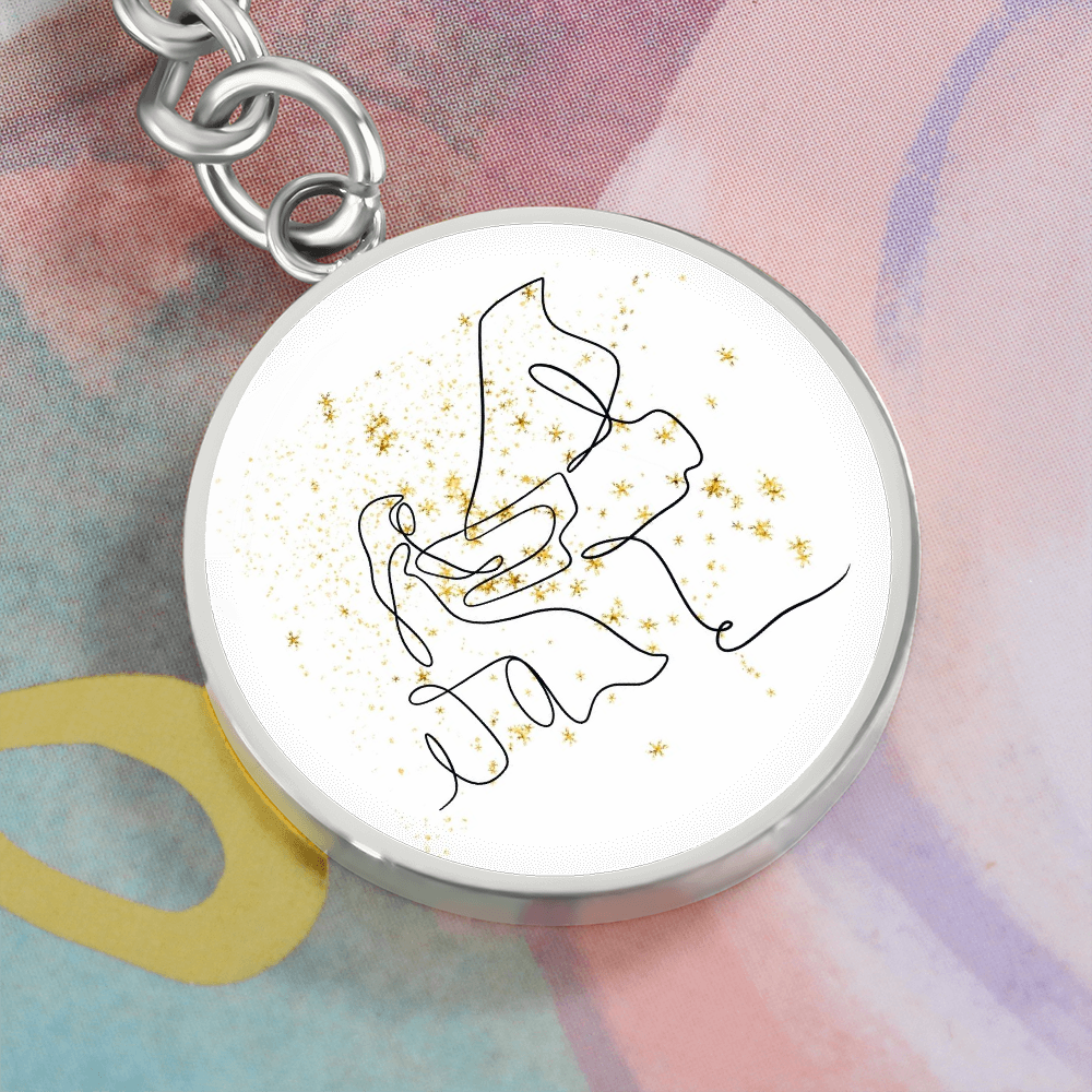 Grand Piano Gold Stars | Circle Pendant Keychain | Gift for Pianist