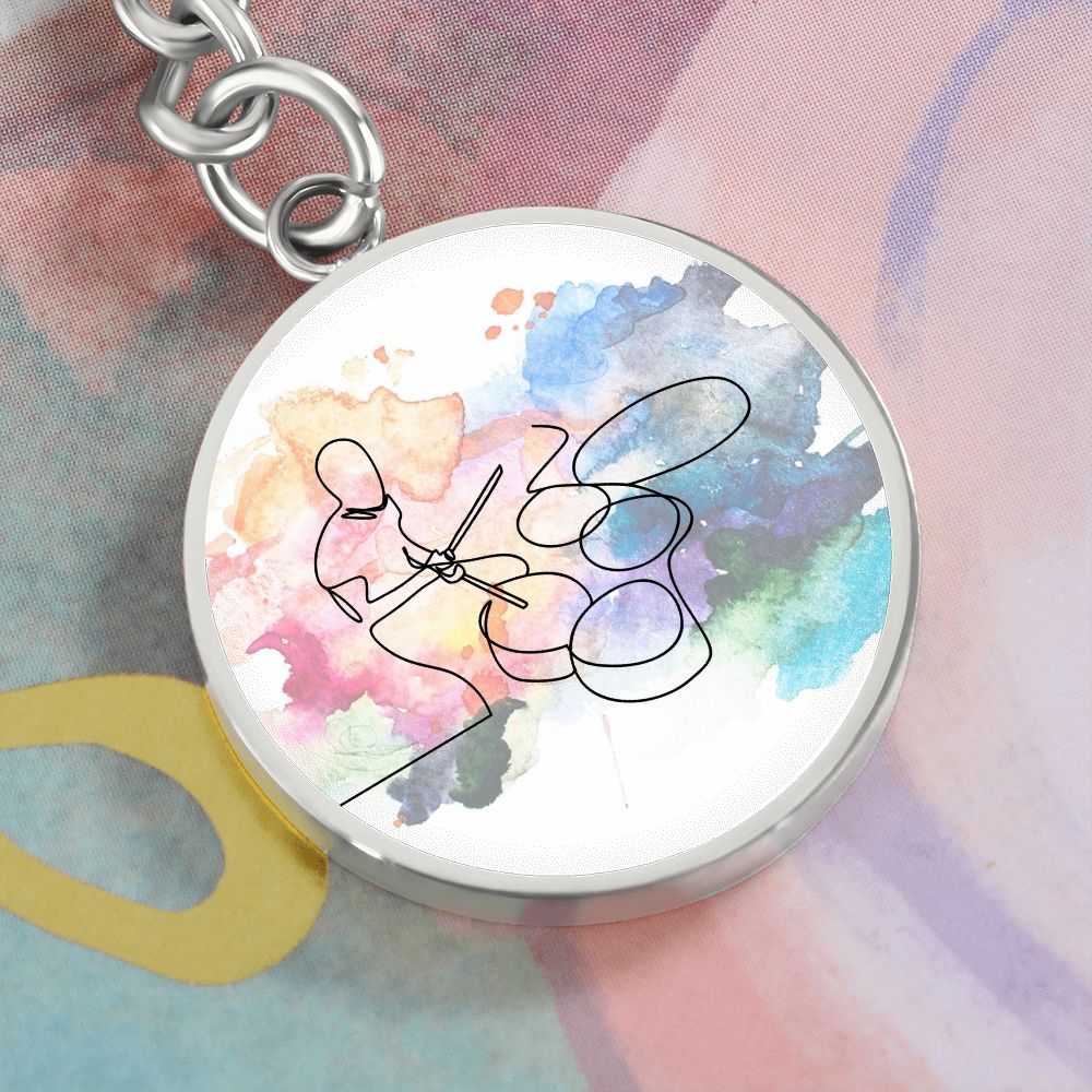 Drummer Colorful | Circle Pendant Keychain | Gift for Drummer