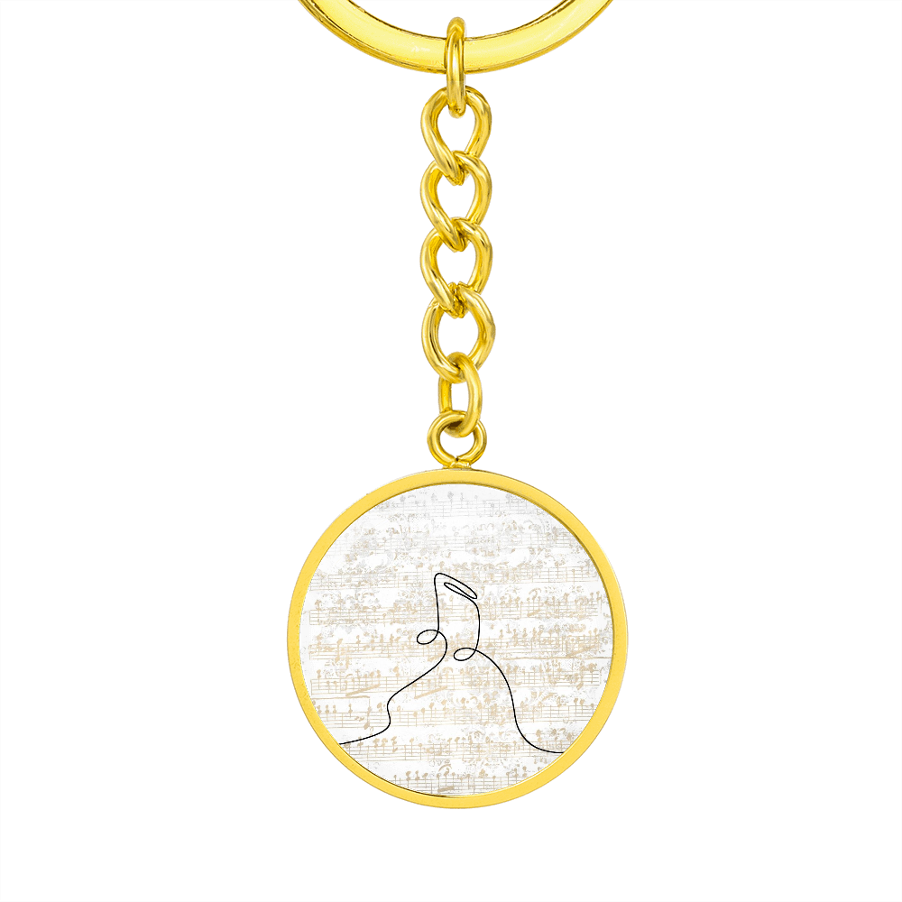 Music Notes Sheet Music | Circle Pendant Keychain | Gift for Musician