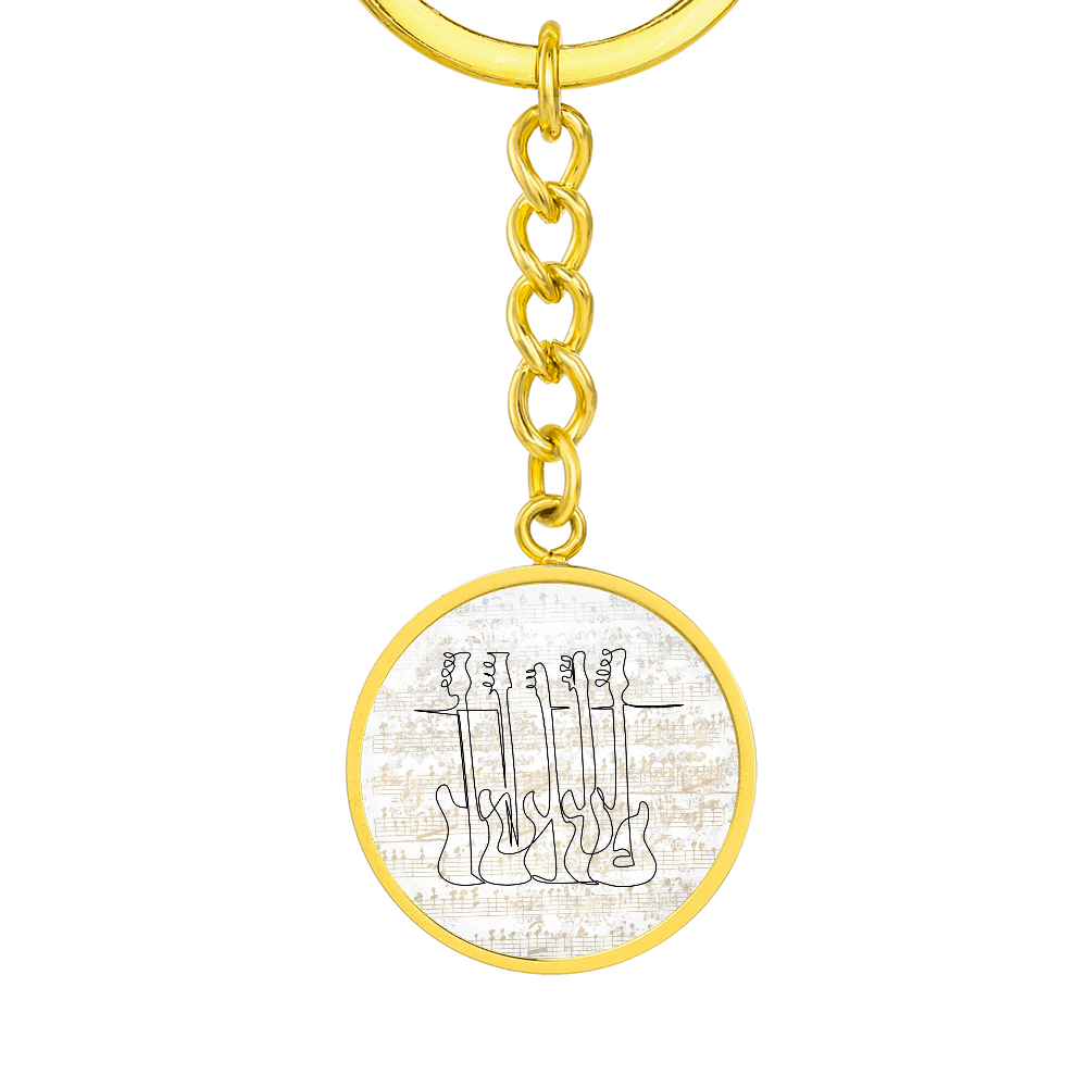 Bass Guitar Sheet Music | Circle Pendant Keychain | Gift for Bassist